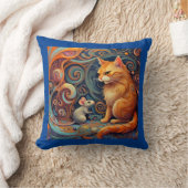鮮やか抽象芸術猫とマウス装飾用クッション クッション (ブランケット)