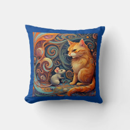 鮮やか抽象芸術猫とマウス装飾用クッション クッション
