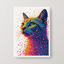 鮮やか抽象芸術猫ポートレートカラフル点々のある 缶バッジ