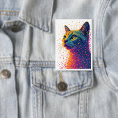 鮮やか抽象芸術猫ポートレートカラフル点々のある 缶バッジ (インサイチュ)