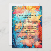 鮮やか抽象芸術紅葉デザイン誕生日パーティー 招待状 (正面)