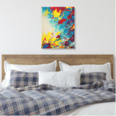 鮮やか抽象芸術絵を描フローラの青とピンク キャンバスプリント (インサイチュ (寝室))