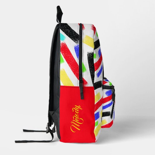 鮮やか抽象芸術芸術的クレヨンはっきりした線 プリントバックパック (左)