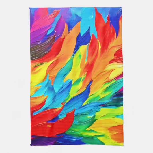 鮮やか抽象芸術表現主義絵を描の キッチンタオル (縦)