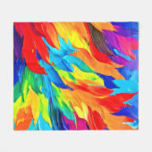 鮮やか抽象芸術表現主義絵を描の フリースブランケット (正面(横))