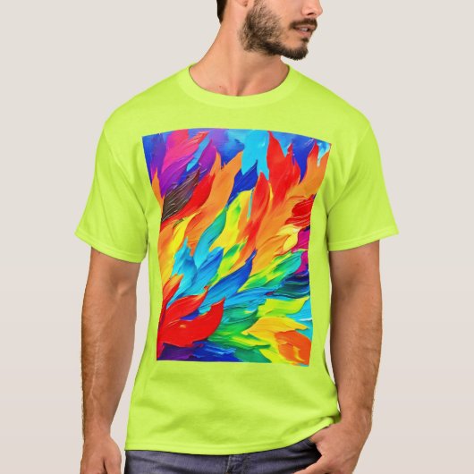 鮮やか抽象芸術表現主義絵を描の Tシャツ (正面)