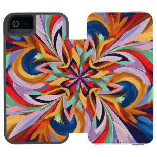 鮮やか抽象芸術開花カラフル – ウォールアート iPhone SE/5/5sウォレットケース