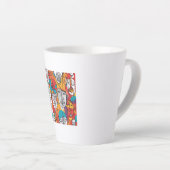 鮮やか抽象芸術顔コンテンポラリー- Line Art カフェラテマグ (右アングル)