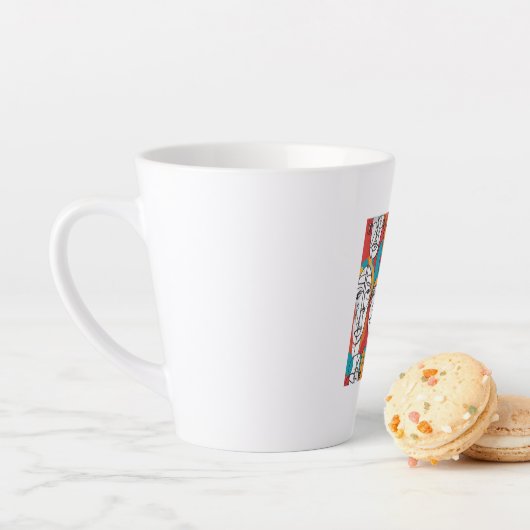 鮮やか抽象芸術顔コンテンポラリー- Line Art カフェラテマグ (インサイチュ)