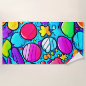 鮮やか抽象芸術 ビーチタオル (正面)