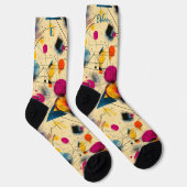 鮮やか抽象芸術(ピンク、ティール（緑がかった色）、黄色) ソックス (右)