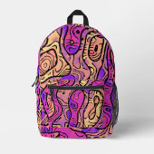 鮮やか抽象芸術 プリントバックパック (正面)