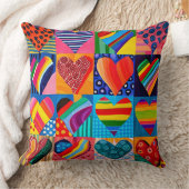 鮮やか数々のハート クッション (ブランケット)