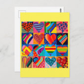 鮮やか数々のハート ポストカード (正面/裏面)