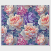 鮮やか数々の牡丹の花デザイン ラッピングペーパー (フラット)