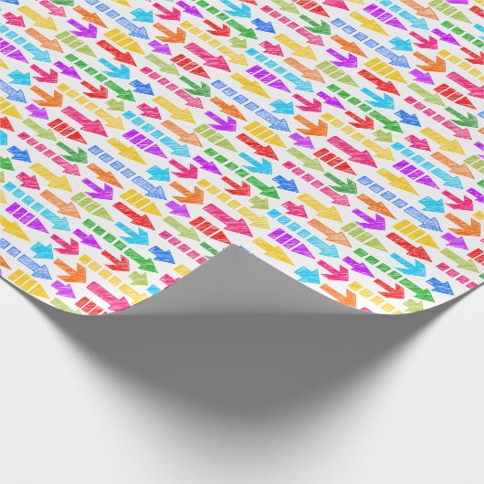 鮮やか数々の色モダン幾何矢印パターン ラッピングペーパー (角)