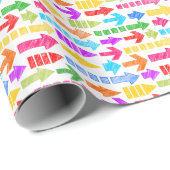 鮮やか数々の色モダン幾何矢印パターン ラッピングペーパー (ロールコーナー)