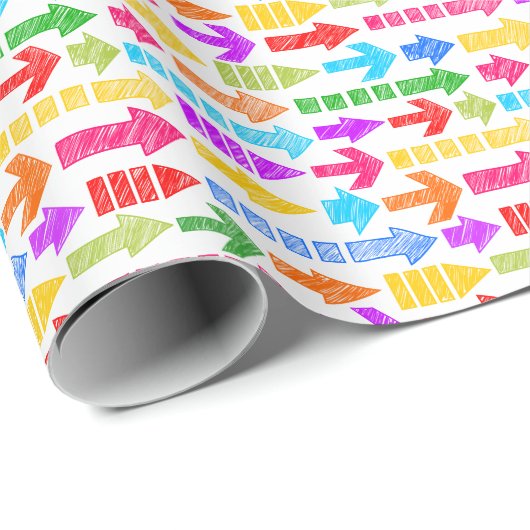 鮮やか数々の色モダン幾何矢印パターン ラッピングペーパー (ロールコーナー)