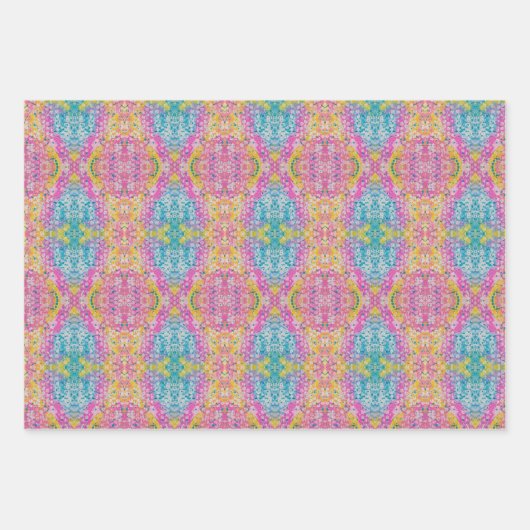 鮮やか数々の色抽象デザイン ラッピングペーパーシート (正面)