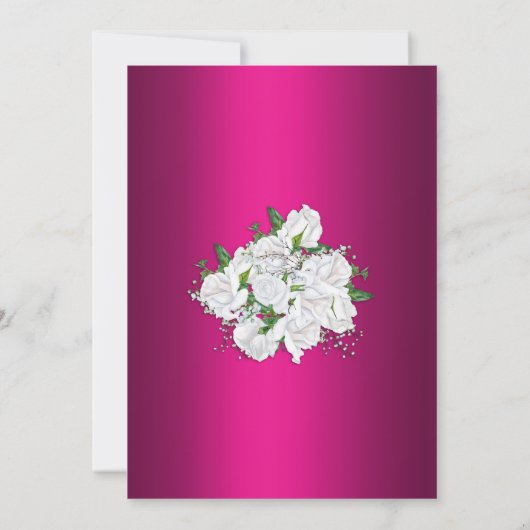 鮮やか明るい赤紫色ピンクボホバラ結婚ズ 招待状 (裏面)
