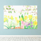 鮮やか春の花応援ハート キャンバスプリント (インサイチュ (ウッドフロア))