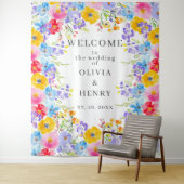 鮮やか春水彩花ウェルカム結婚ズ タペストリー (インサイチュ)