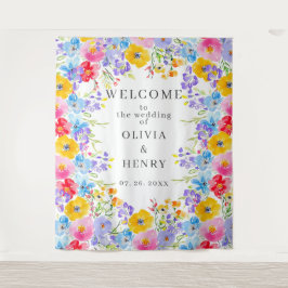 鮮やか春水彩花ウェルカム結婚ズ タペストリー