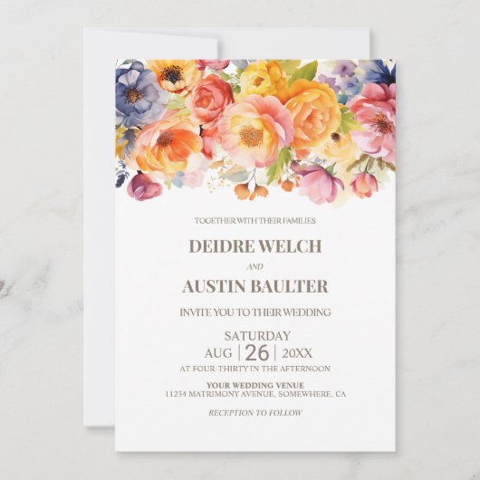 鮮やか春結婚フローラ 招待状 (正面)