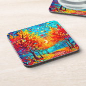 鮮やか月への森の道 コースター (左側)