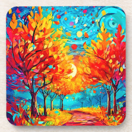 鮮やか月への森の道 コースター