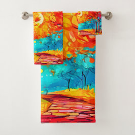 鮮やか月への森の道 バスタオルセット