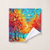 鮮やか月への森の道 バスタオルセット (ウォッシュタオル)