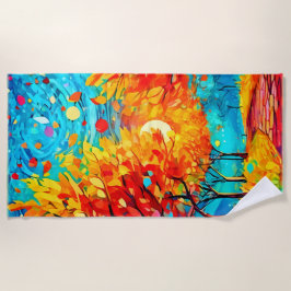 鮮やか月への森の道 ビーチタオル