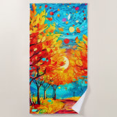 鮮やか月への森の道 ビーチタオル (正面)