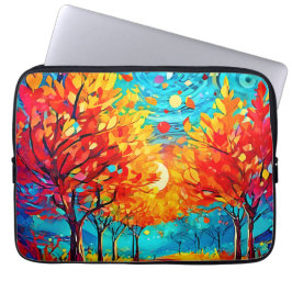 鮮やか月への森の道 ラップトップスリーブ