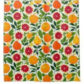 鮮やか柑橘類、梨、離れの柄 シャワーカーテン (正面)