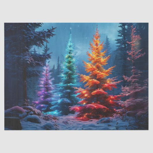 鮮やか森のクリスマスツリーDecompage Cr 薄葉紙 (正面)