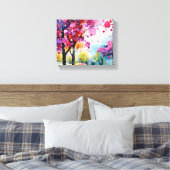 鮮やか森の水の色絵画 キャンバスプリント (インサイチュ (寝室))