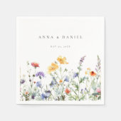 鮮やか水カラーフローラ結婚 スタンダードカクテルナプキン (正面)