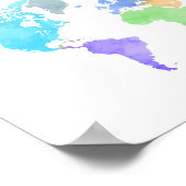 鮮やか水彩世界地図ポスター – Rainbow ポスター (角)