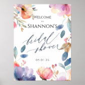 鮮やか水彩歓迎ブライダル標識 ポスター (正面)