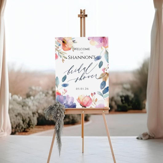 鮮やか水彩歓迎ブライダル標識 ポスター