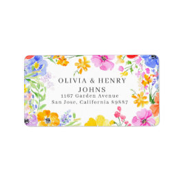 鮮やか水彩花結婚差出人住所 ラベル
