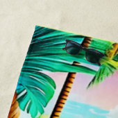 鮮やか海の波とヤシの木の芸術 ビーチタオル (インサイチュ)