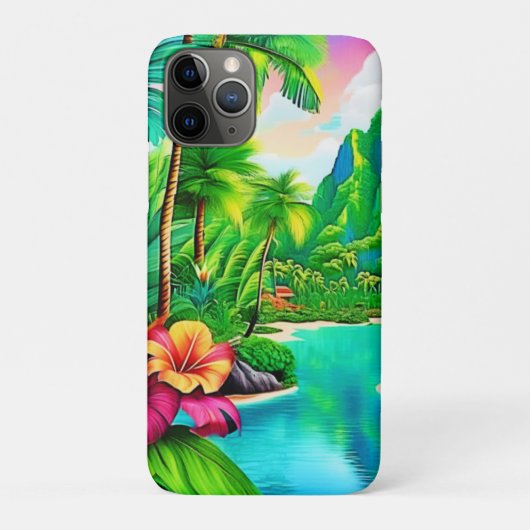 鮮やか海の波とヤシの木の芸術 Case-Mate iPhoneケース (裏)