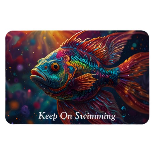 鮮やか海ライフカラフル：魚の泳ぎ マグネット (横)