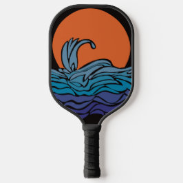 鮮やか海波とピックボールパドルの夕日 ピックルボールラケット