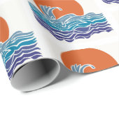 鮮やか海波と日没ラッピング紙 ラッピングペーパー (ロールコーナー)
