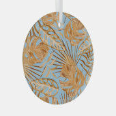 鮮やか熱帯の花カラフル：継ぎ目。 ガラスオーナメント (正面右)