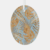 鮮やか熱帯の花カラフル：継ぎ目。 ガラスオーナメント (正面左)